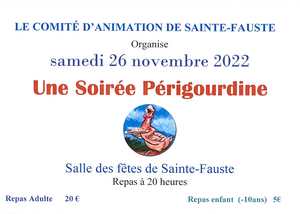 LE COMITÉ D'ANIMATION ORGANISE UNE SOIRÉE PÉRIGOURDINE LE 26 NOVEMBRE